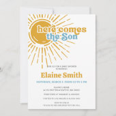 ここ来で、息子レトロな男の子のシャワー 招待状 (正面)