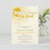 ここ来で、息子レトロな男の子のシャワー 招待状 (スタンド正面)