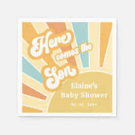 ここ来でbohoレトロな赤ちゃんシャワー スタンダードカクテルナプキン