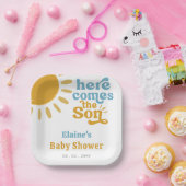 ここ来でbohoレトロな赤ちゃんシャワー ペーパープレート (パーティー)