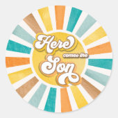 ここ来でBoho Sunshine Boy Baby Shower ラウンドシール (正面)