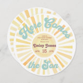 ここ来でGroovy 70s赤ちゃんシャワーInvitati 招待状 (正面/裏面)