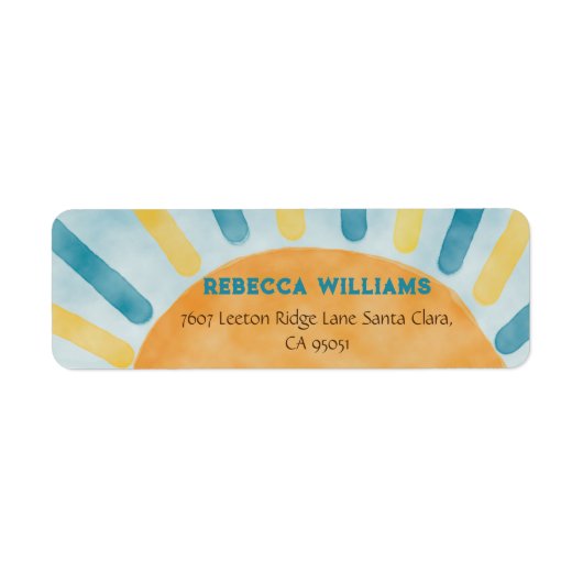 ここ来でSon Blue Rays Sunshine Baby Shower ラベル (正面)