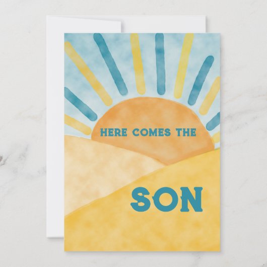 ここ来でSon Blue Rays Sunshine Baby Shower 招待状 (裏面)