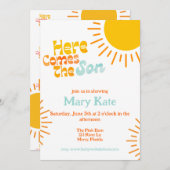 ここ来でSon retro baby shower 招待状 (正面/裏面)