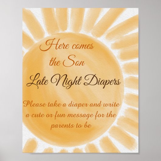 ここ来でSon Sunshine赤ちゃんシャワーおむつゲーム ポスター (正面)