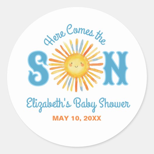 ここ来でSon Sunshine Baby Shower ラウンドシール (正面)