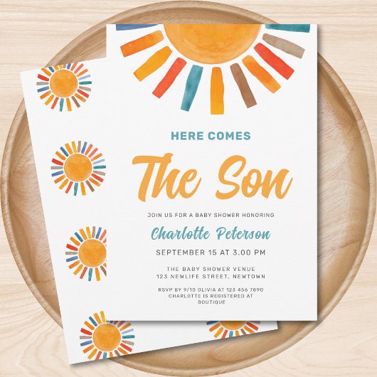 ここ来でSon Sunshine Baby Shower 招待状