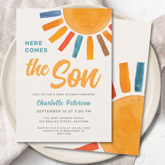 ここ来でSon Sunshine Baby Shower 招待状