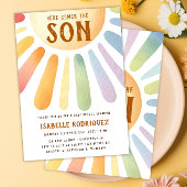 ここ来でSon Sunshine Boho Boy Baby Shower 招待状