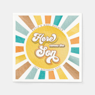 ここ来でSon Sunshine Boy Baby Shower スタンダードカクテルナプキン