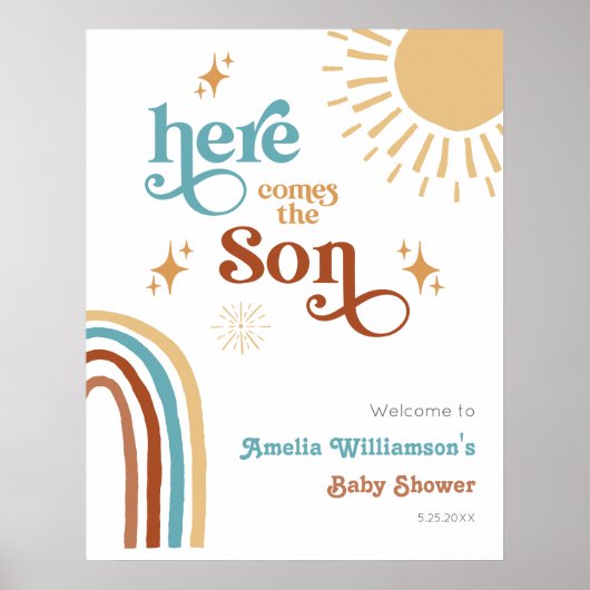 ここ来でSon Sunshine Boy Baby Shower ポスター (正面)