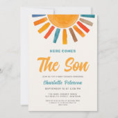ここ来でSon Sunshine Boy Baby Shower 招待状 (正面)