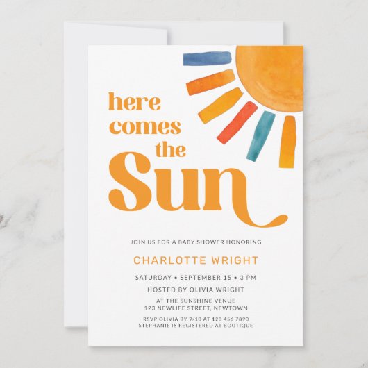 ここ来でSun Baby Shower 招待状 (正面)