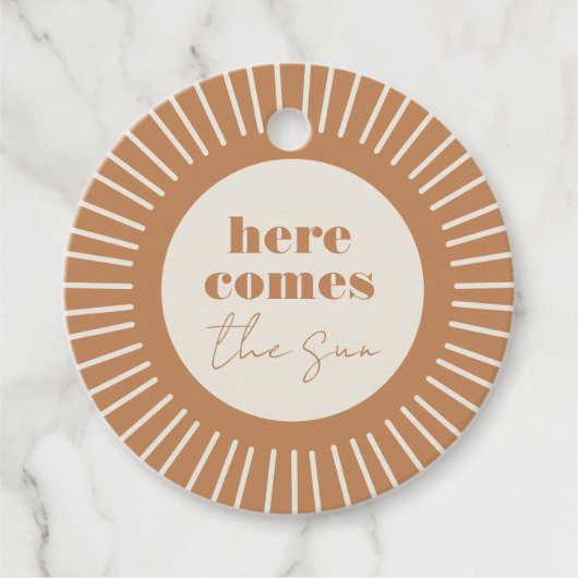 ここ来でSun Boho Baby Shower |メッセージカード フェイバータグ (正面)