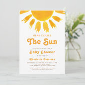 ここ来でSun Gender-Neutral Boho Baby Shower 招待状 (スタンド正面)