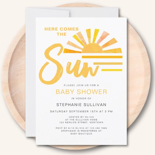ここ来でSun Sunshine Baby Shower 招待状