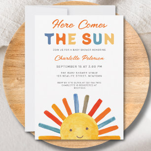 ここ来でSun Sunshine Baby Shower 招待状