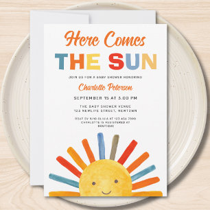 ここ来でSun Sunshine Baby Shower 招待状