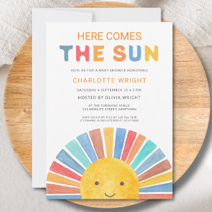 ここ来でSun Sunshine Baby Shower 招待状