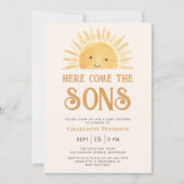 ここ来でThe Sons Twins Sunshine Baby Shower 招待状 (正面)