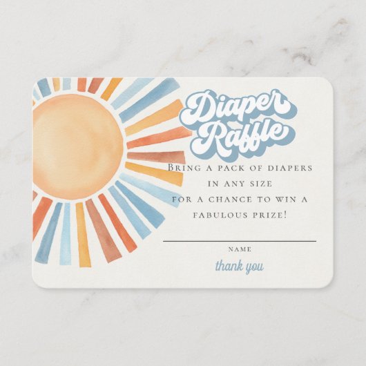 ここ来にソンサンシャインボーイおむつラッフルカード エンクロージャーカード (正面)