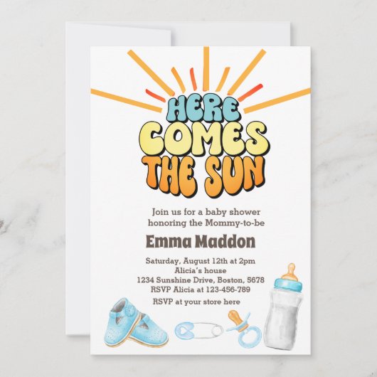 ここ来に太陽の赤ちゃんシャワー招待状 招待状 (正面)