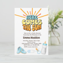 ここ来に太陽の赤ちゃんシャワー招待状