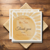 ここ来に息子のサンシャイン黄色の線の赤ちゃんシャワー スタンダードカクテルナプキン