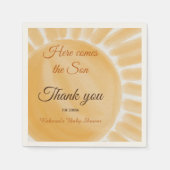 ここ来に息子のサンシャイン黄色の線の赤ちゃんシャワー スタンダードカクテルナプキン (正面)