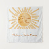 ここ来に息子のサンシャイン黄色の線の赤ちゃんシャワー タペストリー (正面)