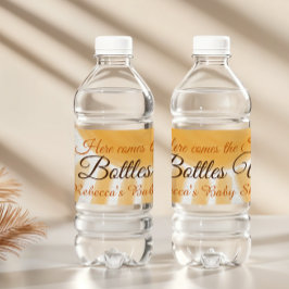 ここ来に息子のサンシャイン黄色の線の赤ちゃんシャワー ペットボトルラベル