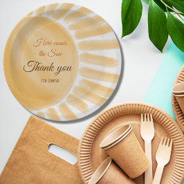 ここ来に息子のサンシャイン黄色の線の赤ちゃんシャワー ペーパープレート