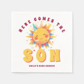 ここ来に息子のレトロ男の子のシャワー スタンダードカクテルナプキン (正面)