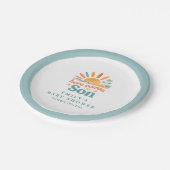 ここ来に息子のレトロ男の子のシャワー ペーパープレート (アングル)