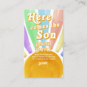 ここ来に息子のレトロ男の子の赤ちゃんシャワーおむつ エンクロージャーカード (正面)