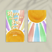 ここ来に息子のレトロ男の子の赤ちゃんシャワーおむつ エンクロージャーカード