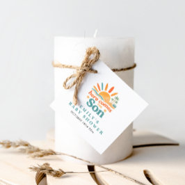 ここ来に息子の夏の男の赤ちゃんシャワー フェイバータグ