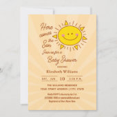 ここ来に息子の小さなサンシャイン男の子のシャワー 招待状 (正面)