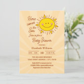 ここ来に息子の小さなサンシャイン男の子のシャワー 招待状 (スタンド正面)