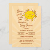 ここ来に息子の小さなサンシャイン男の子のシャワー 招待状 (正面/裏面)