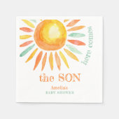 ここ来に息子の水の色の太陽の赤ちゃんシャワー スタンダードカクテルナプキン (正面)