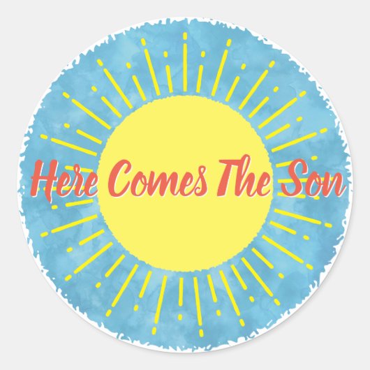 ここ来に息子の水の色の赤ちゃんシャワーカスタム ラウンドシール (正面)