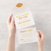 ここ来に息子の男の子の赤ちゃんシャワー招待状 オールインワン招待状 (貼ってはがせる)