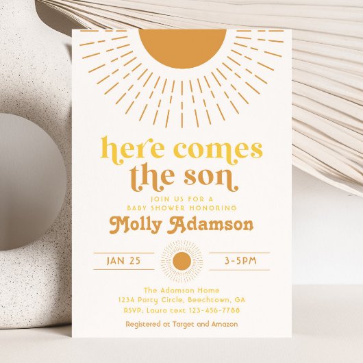 ここ来に息子の男の子の赤ちゃんシャワー招待状 招待状