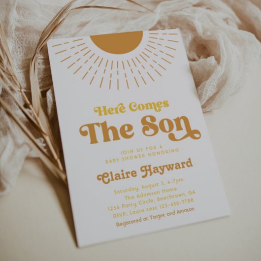ここ来に息子の男の子の赤ちゃんシャワー招待状 招待状