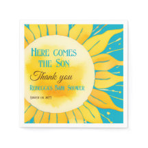 ここ来に息子の男の子ブルーサンシャイン赤ん坊シャワー