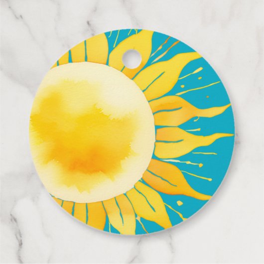 ここ来に息子の男の子ブルーサンシャイン赤ん坊シャワー フェイバータグ (裏面)