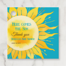 ここ来に息子の男の子ブルーサンシャイン赤ん坊シャワー フェイバータグ