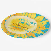 ここ来に息子の男の子ブルーサンシャイン赤ん坊シャワー ペーパープレート (アングル)